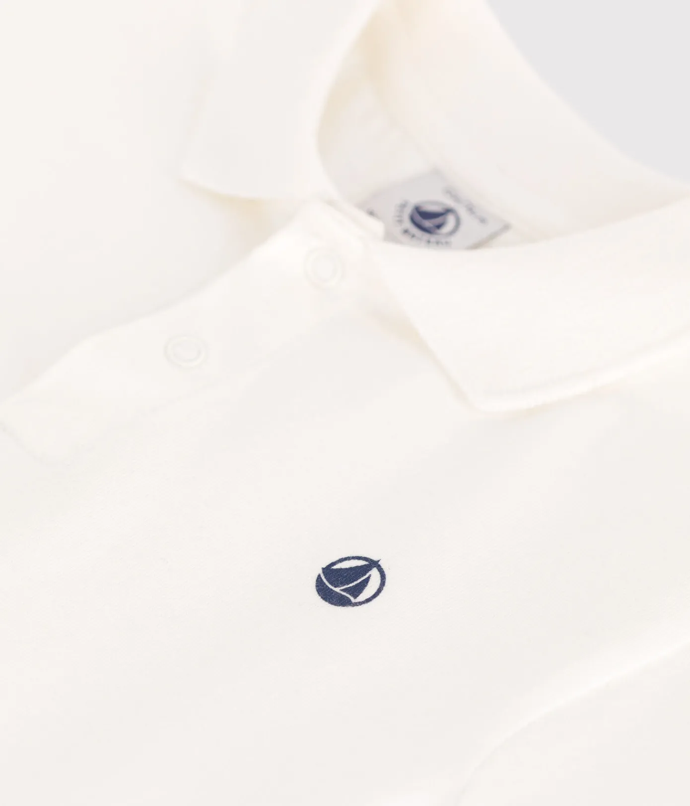 Petit Bateau T-Shirts, Oberteile*Kurzärmeliges Baby-Poloshirt aus einfarbiger Baumwolle weiss MARSHMALLOW