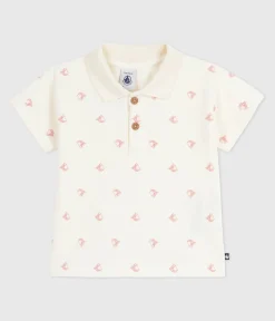 Petit Bateau T-Shirts, Oberteile*Kurzärmeliges Baby-Poloshirt aus Baumwolle mit Vintage-Schiffmotiv ROT MILK/ POMPEI