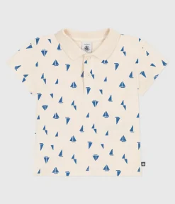 Petit Bateau T-Shirts, Oberteile*Kurzärmeliges Baby-Poloshirt aus Baumwolle mit Schiffchenmuster blau AVALANCHE/weiss PERSE