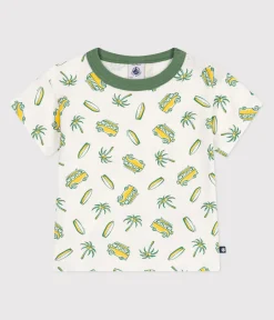 Petit Bateau T-Shirts, Oberteile*Kurzärmeliges Baby-T-Shirt aus Baumwolle mit Schiffchenmuster weiss MARSHMALLOW/ ORGE