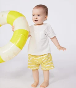 Petit Bateau T-Shirts, Oberteile*Kurzärmeliges Baby-T-Shirt aus geflammtem Jersey weiss MARSHMALLOW
