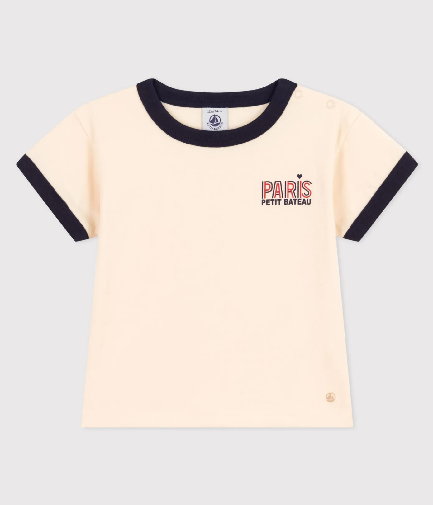Petit Bateau T-Shirts, Oberteile*Kurzärmeliges Baby-T-Shirt aus leichtem Jersey weiss AVALANCHE/blau SMOKING