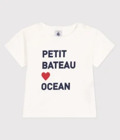 Petit Bateau T-Shirts, Oberteile*Kurzärmeliges Baby-T-Shirt aus einfarbiger Baumwolle weiss MARSHMALLOW