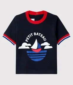 Petit Bateau T-Shirts, Oberteile*Kurzärmeliges Baby-T-Shirt aus Baumwolle für Jungen blau SMOKING