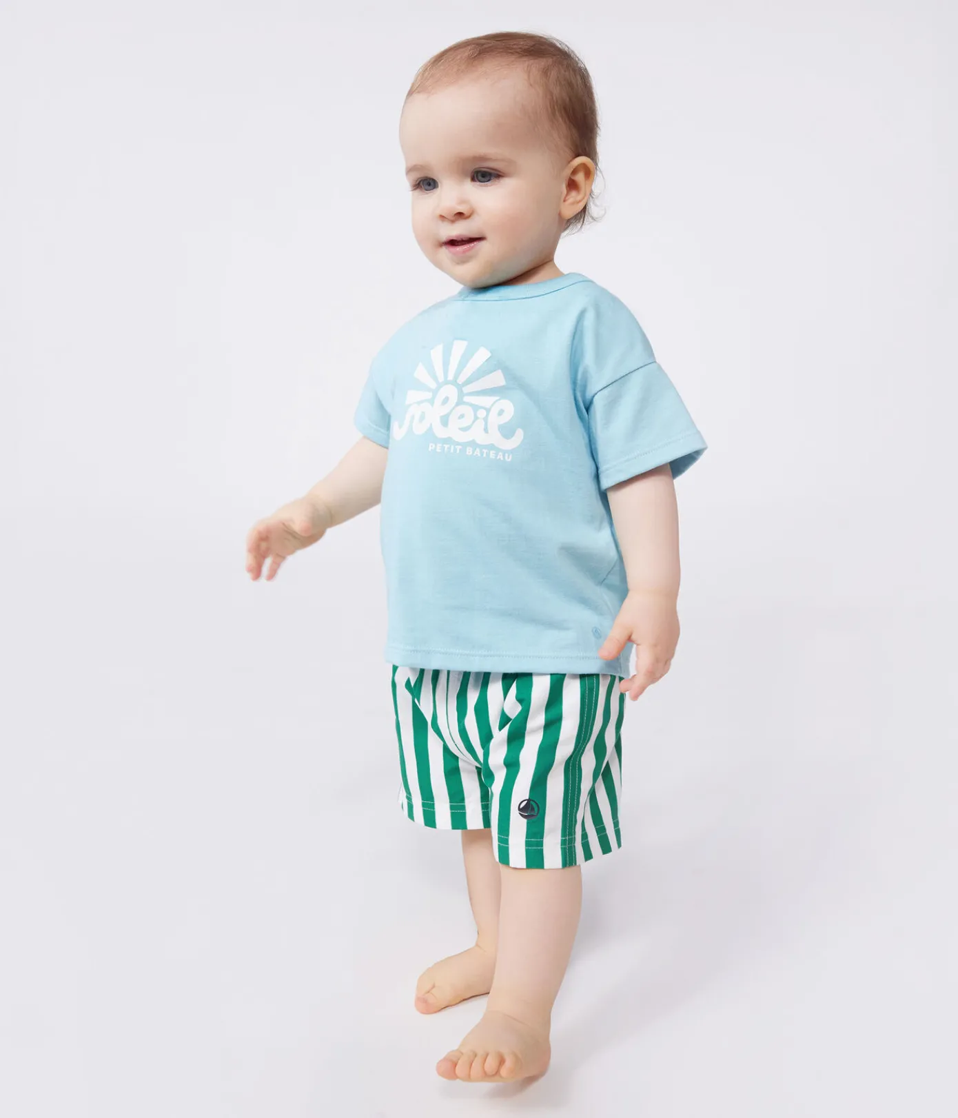 Petit Bateau T-Shirts, Oberteile*Kurzärmeliges Baby-T-Shirt aus einfarbiger Baumwolle blau AQUATIC