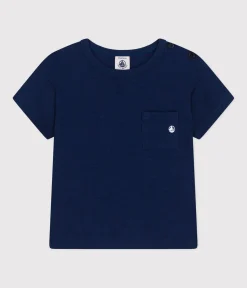 Petit Bateau T-Shirts, Oberteile*Kurzärmeliges Baby-T-Shirt aus geflammtem Jersey blau MEDIEVAL