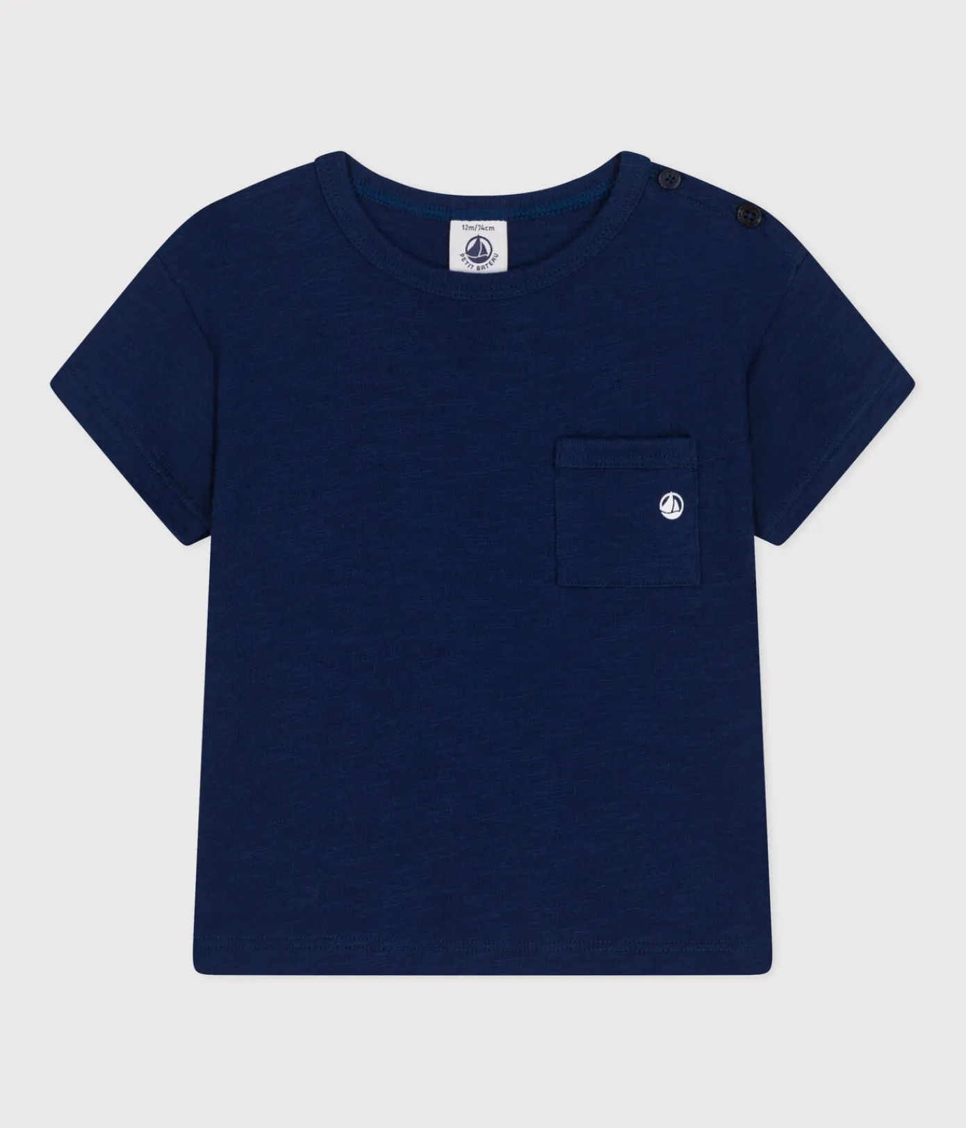 Petit Bateau T-Shirts, Oberteile*Kurzärmeliges Baby-T-Shirt aus geflammtem Jersey blau MEDIEVAL