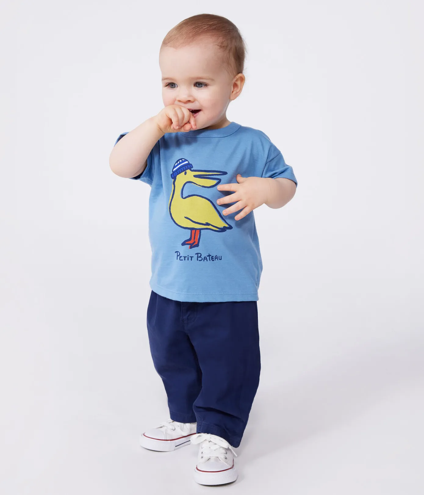Petit Bateau T-Shirts, Oberteile*Kurzärmeliges Baby-T-Shirt aus einfarbiger Baumwolle blau ALASKA