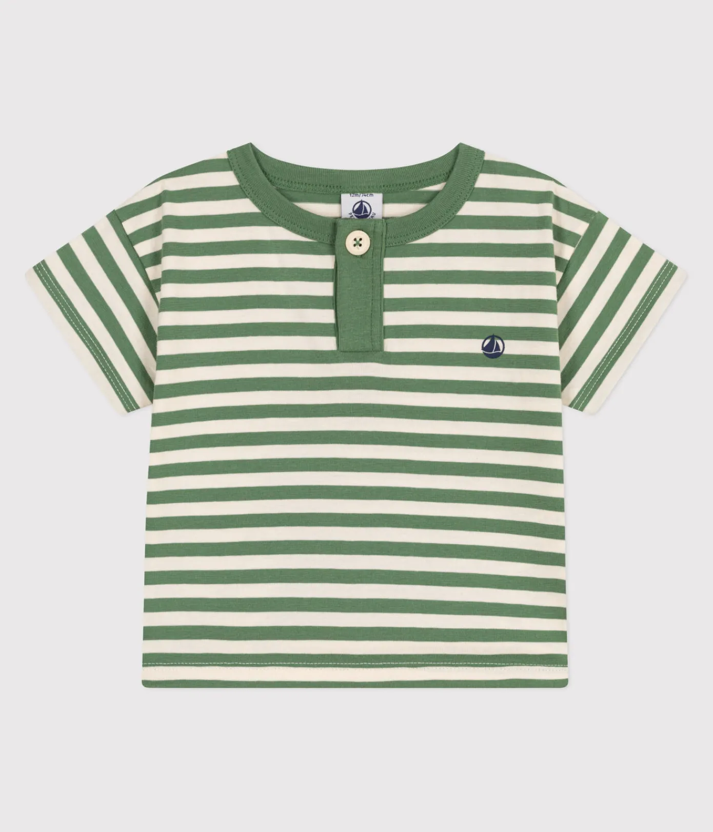 Petit Bateau T-Shirts, Oberteile*Kurzärmeliges Baby-T-Shirt aus Baumwolle mit Streifen grün PALMERAIE/ AVALANCHE