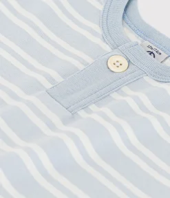 Petit Bateau T-Shirts, Oberteile*Kurzärmeliges Baby-T-Shirt aus gestreiftem Jersey. GOMME/ MARSHMALLOW