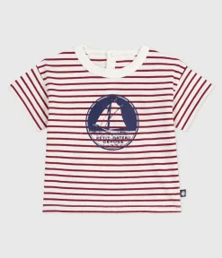 Petit Bateau T-Shirts, Oberteile*Kurzärmeliges Baby-T-Shirt aus Baumwolle mit Streifen ROT MILK/ AMARANTE