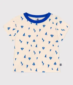 Petit Bateau T-Shirts, Oberteile*Kurzärmeliges Baby-T-Shirt aus Baumwolle mit Schiffchenmuster blau AVALANCHE/weiss PERSE