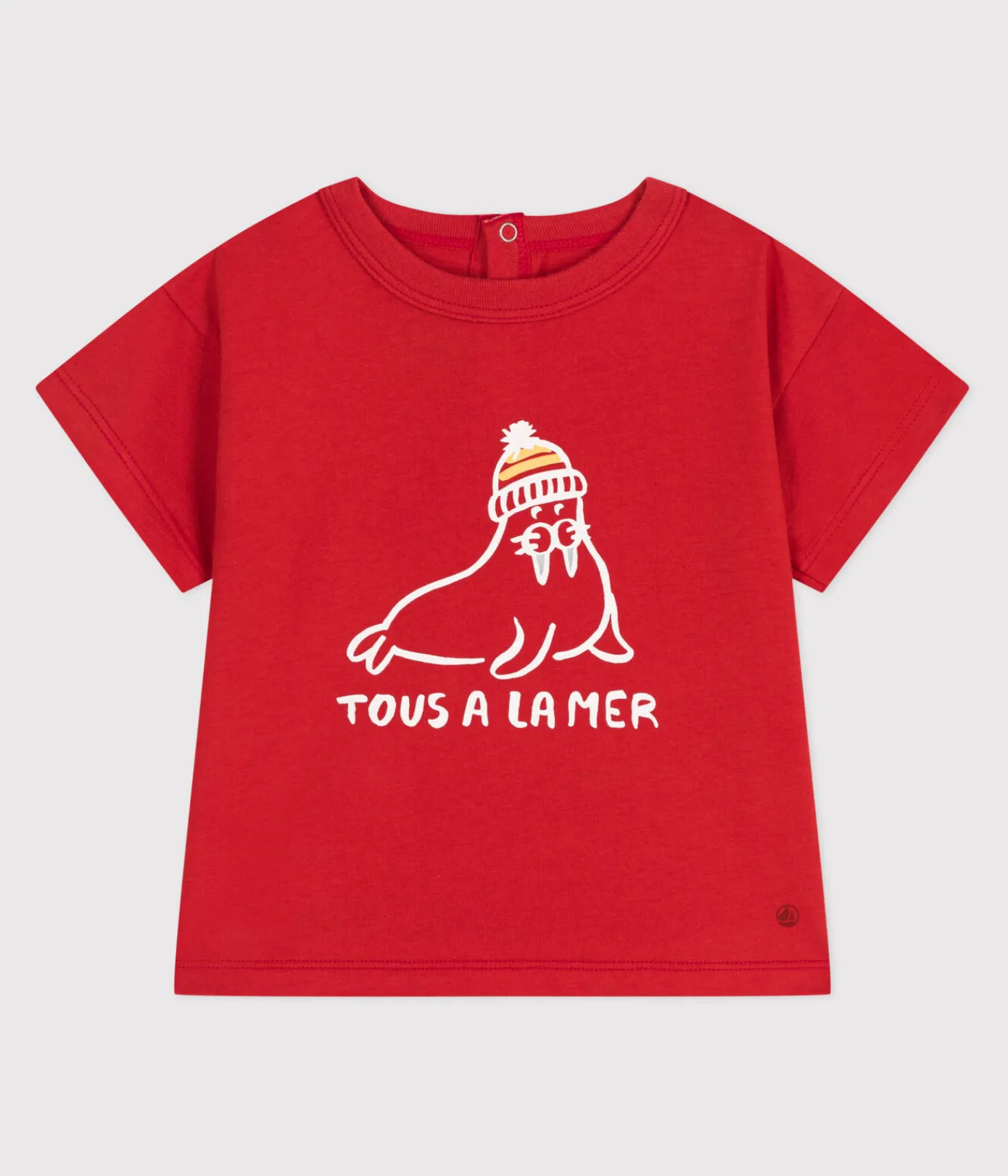 Petit Bateau T-Shirts, Oberteile*Kurzärmeliges Baby-T-Shirt aus einfarbiger Baumwolle ROT AURORA