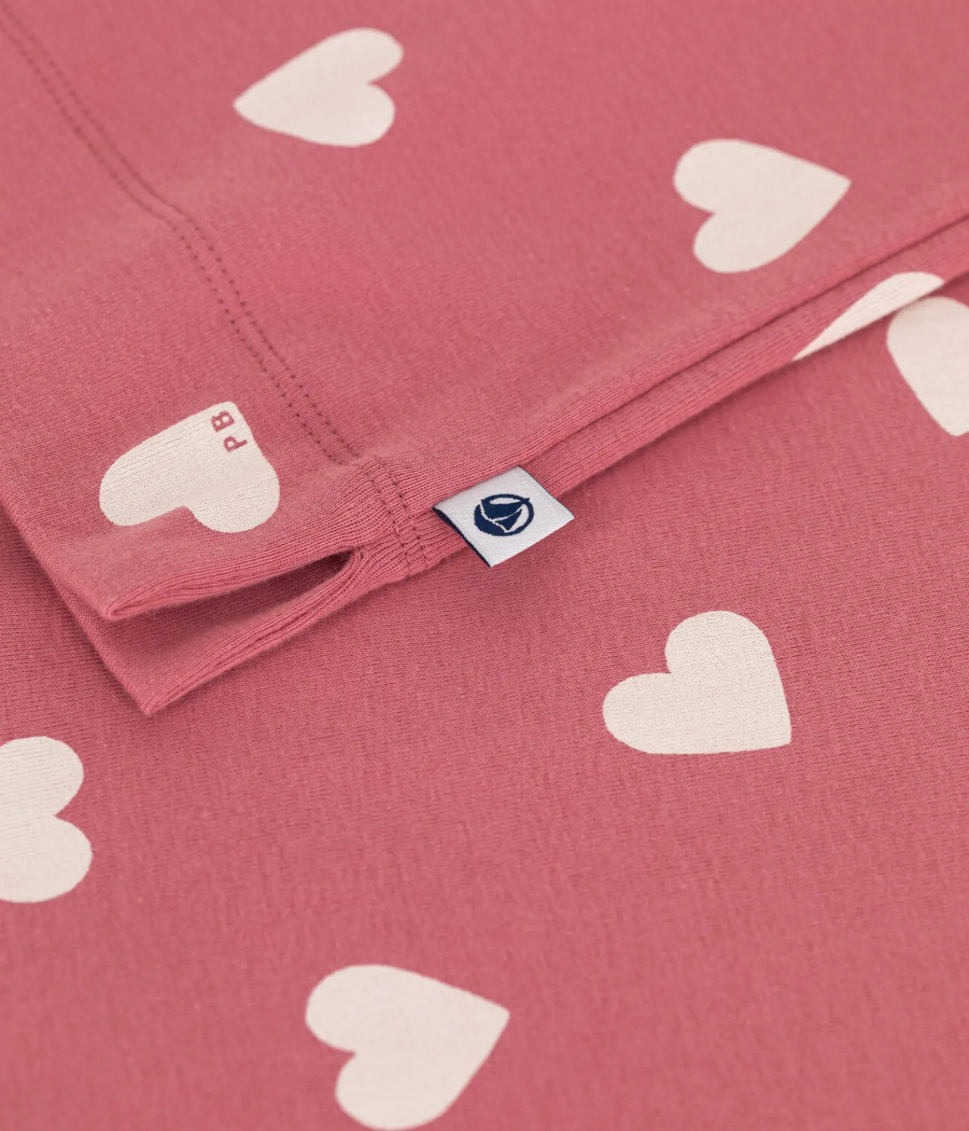 Petit Bateau Schlafanzüge, Nachthemden*Kurzärmeliges Damen-Nachthemd aus Baumwolle mit Herzmotiv rosa ROSEWOOD/ MARSHMALLOW