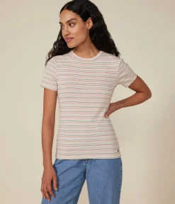 Petit Bateau Alle T-Shirts|Das Ikonische (Slim)*Kurzärmeliges Damen-T-Shirt weiss AVALANCHE/ MULTICO