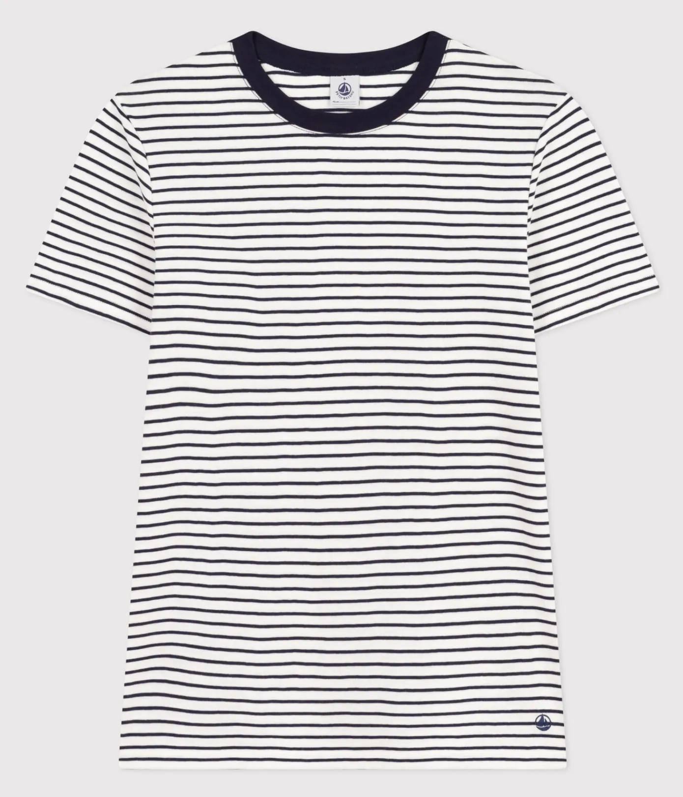 Petit Bateau Alle T-Shirts|T-Shirts, Tanktops*Kurzärmeliges Damen-T-Shirt weiss MARSHMALLOW/blau SMOKING