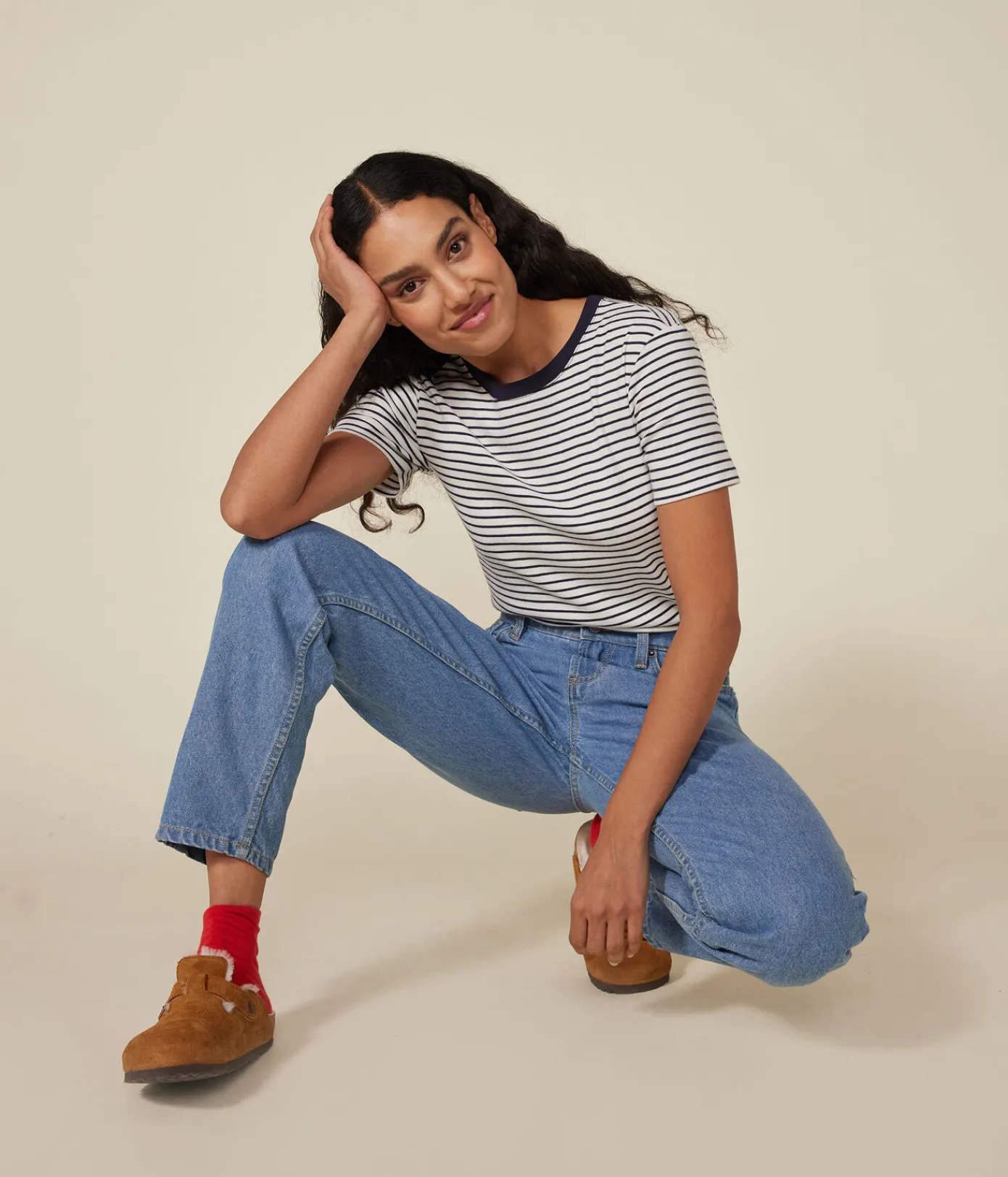Petit Bateau Alle T-Shirts|T-Shirts, Tanktops*Kurzärmeliges Damen-T-Shirt weiss MARSHMALLOW/blau SMOKING