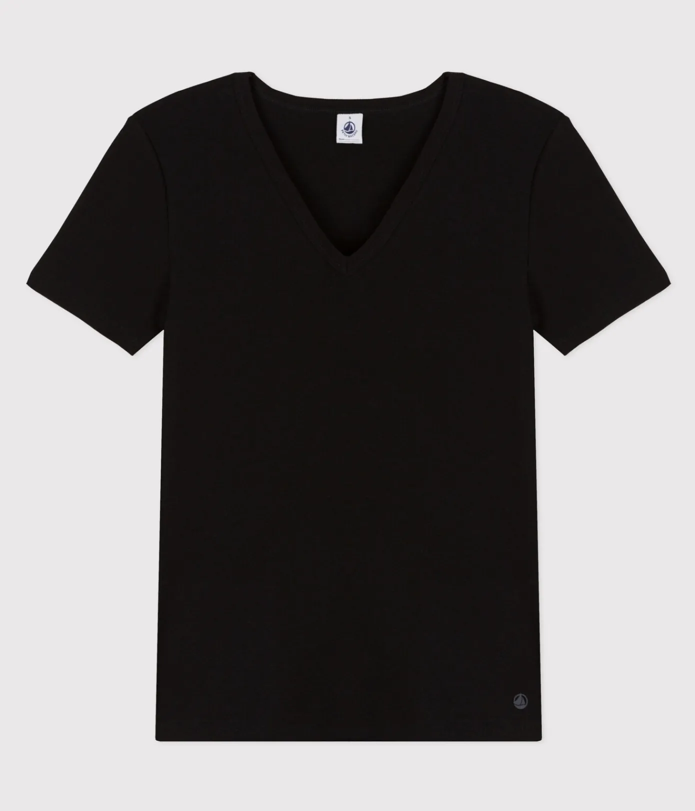 Petit Bateau Alle T-Shirts|Das Ikonische (Slim)*Kurzärmeliges Damen-T-Shirt L'ICONIQUE aus einfarbigem Rippstrick schwarz BLACK