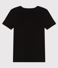 Petit Bateau Alle T-Shirts|Das Ikonische (Slim)*Kurzärmeliges Damen-T-Shirt L'ICONIQUE aus einfarbigem Rippstrick schwarz BLACK