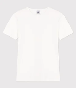 Petit Bateau Alle T-Shirts|Das Ikonische (Slim)*Kurzärmeliges Damen-T-Shirt L'Iconique aus einfarbigem Rippstrick weiss ECUME
