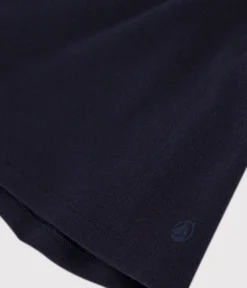 Petit Bateau Alle T-Shirts|Das Ikonische (Slim)*Kurzärmeliges Damen-T-Shirt L'ICONIQUE aus einfarbigem Rippstrick blau SMOKING