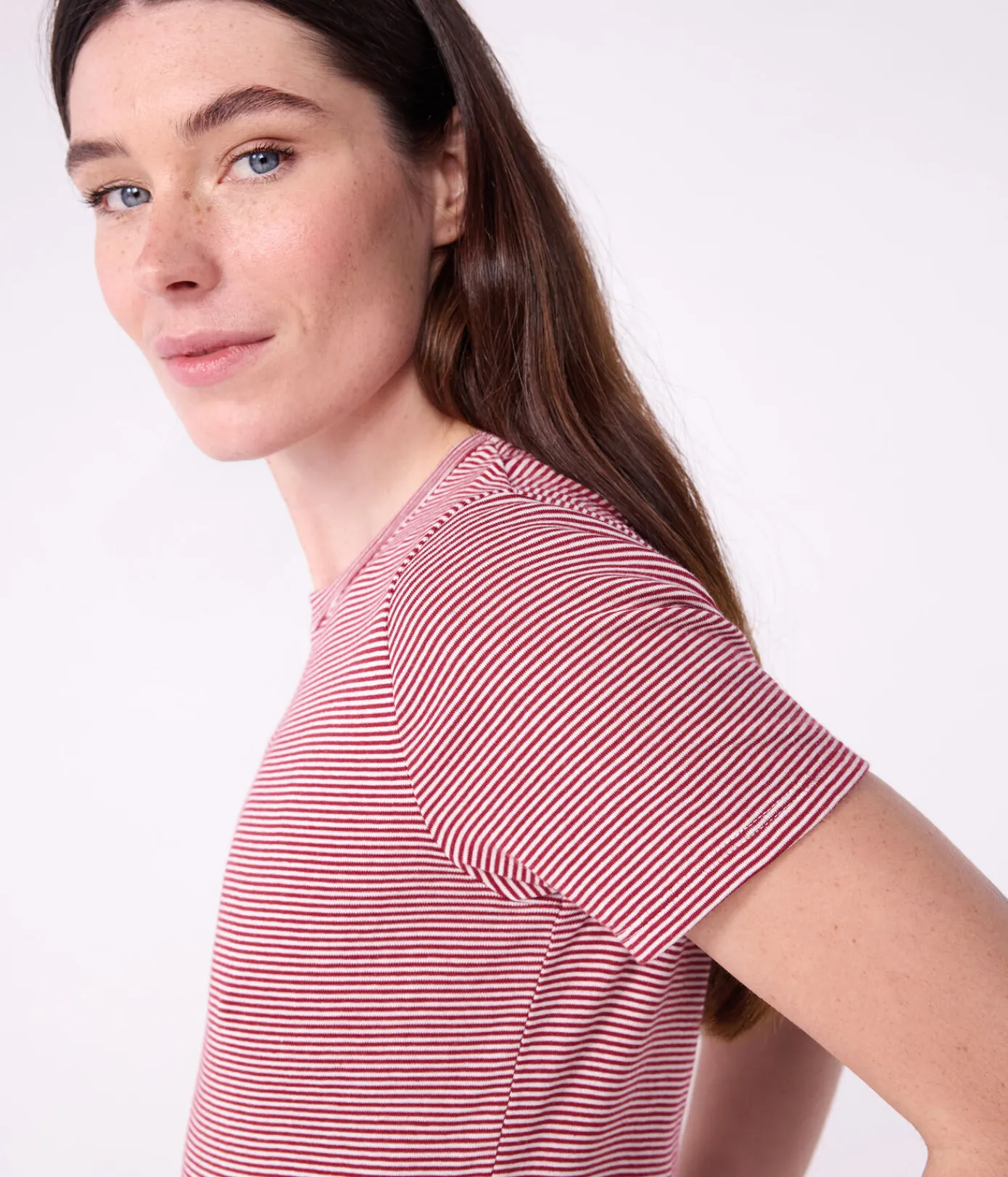 Petit Bateau Alle T-Shirts|T-Shirts, Tanktops*Kurzärmeliges Damen-T-Shirt L’Iconique aus Baumwolle ROT AMARANTE/ MARSHMALLOW