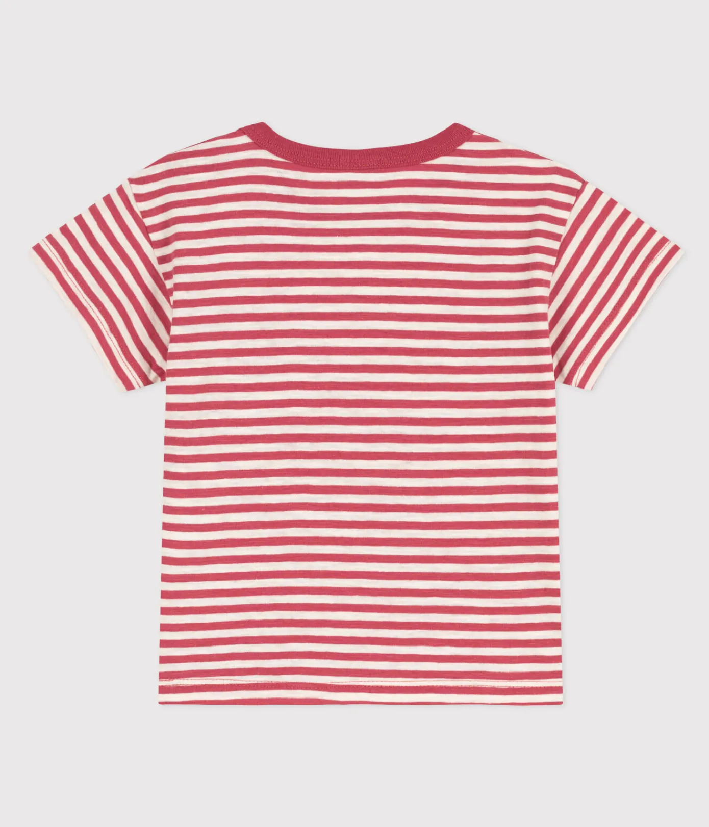 Petit Bateau T-Shirts, Oberteile*Kurzärmeliges gestreiftes Baby-T-Shirt aus gestreiftem geflammtem Jersey. rosa PAPI/beige AVALANCHE