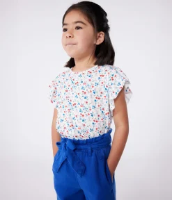 Petit Bateau T-Shirts, Tops, Oberteile*Kurzärmeliges Kinder T-Shirt aus Baumwolle mit Blumenmuster weiss MARSHMALLOW/weiss MULTICO
