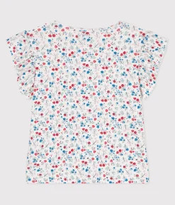 Petit Bateau T-Shirts, Tops, Oberteile*Kurzärmeliges Kinder T-Shirt aus Baumwolle mit Blumenmuster weiss MARSHMALLOW/weiss MULTICO