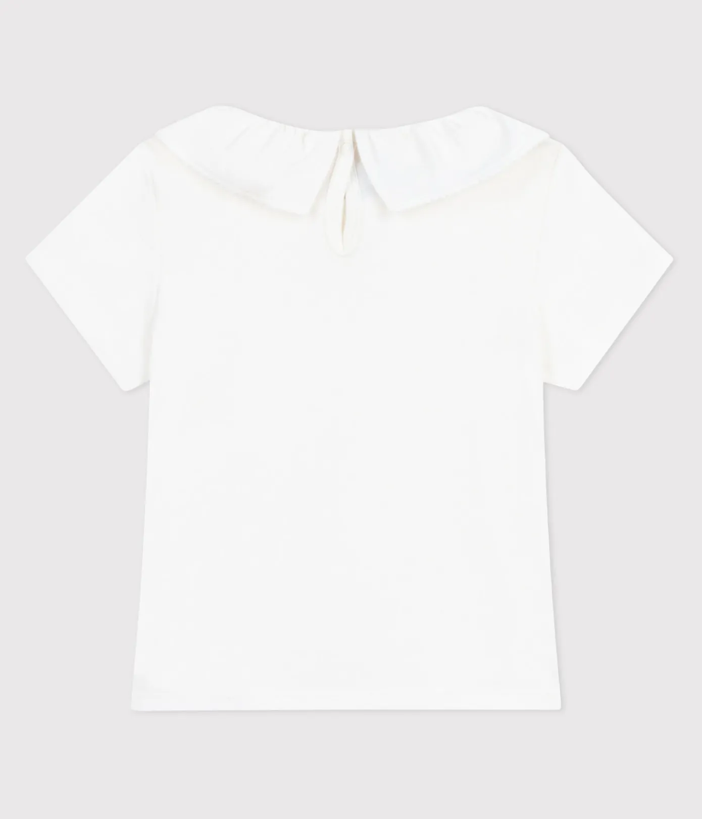 Petit Bateau T-Shirts, Tops, Oberteile*Kurzärmeliges Kinder T-Shirt mit Kragen aus einfarbiger Baumwolle weiss MARSHMALLOW