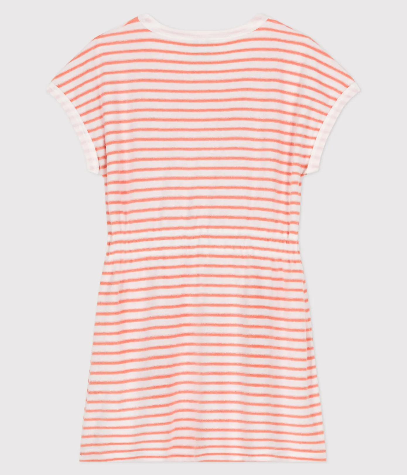 Petit Bateau Kleider, Röcke*Kurzärmeliges Kinder-Kleid aus Baumwoll-Frottee mit Streifen orange MARSHMALLOW/ ABRICOT