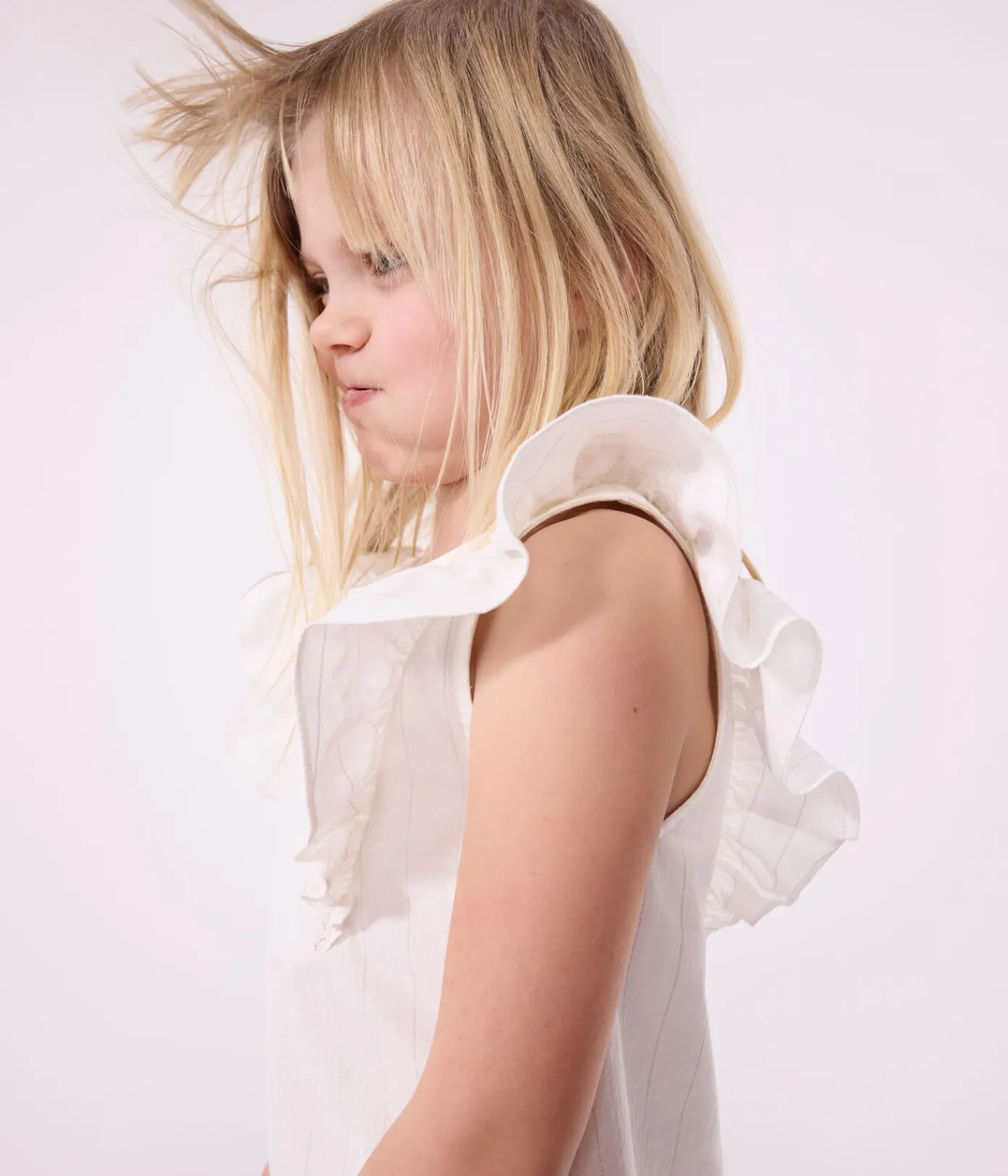 Petit Bateau Kleider, Röcke*Kurzärmeliges Kinder-Kleid aus Baumwolle weiss MARSHMALLOW/grau ARGENT