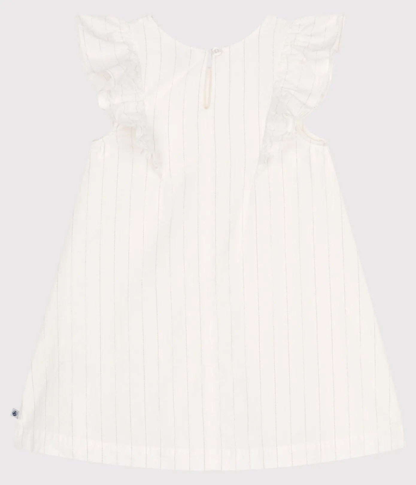 Petit Bateau Kleider, Röcke*Kurzärmeliges Kinder-Kleid aus Baumwolle weiss MARSHMALLOW/grau ARGENT