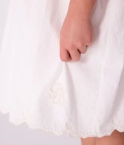 Petit Bateau Kleider, Röcke*Kurzärmeliges Kinder-Kleid aus einfarbiger Baumwolle weiss ECUME