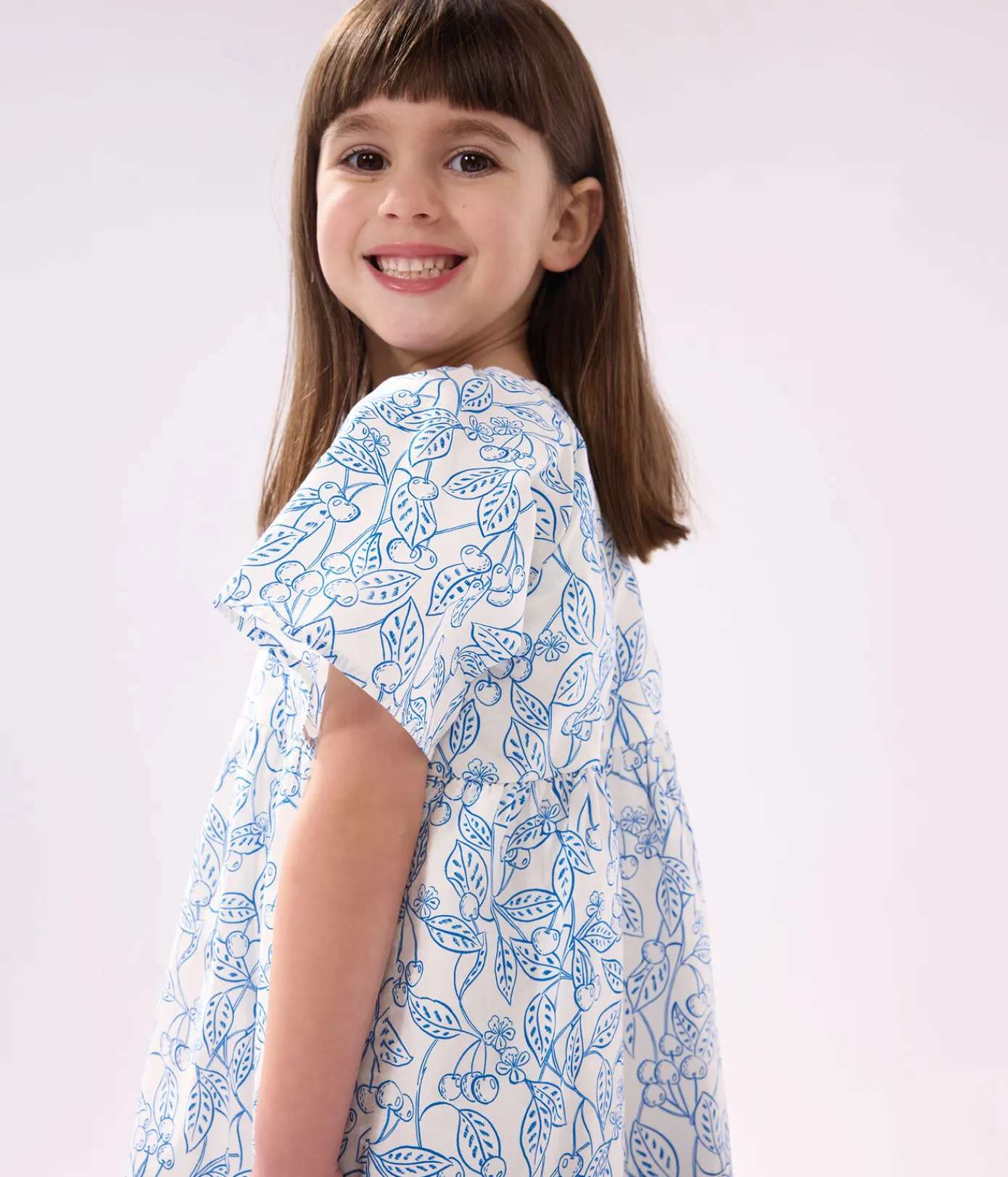 Petit Bateau Kleider, Röcke*Kurzärmeliges Kinder-Kleid aus bedruckter Baumwolle blau MARSHMALLOW/ PORCELANA