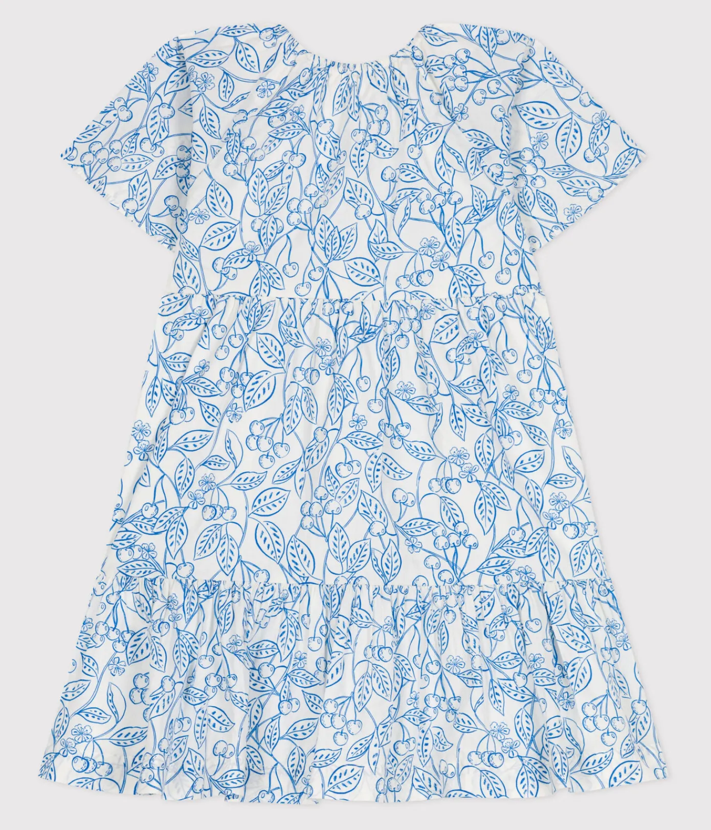 Petit Bateau Kleider, Röcke*Kurzärmeliges Kinder-Kleid aus bedruckter Baumwolle blau MARSHMALLOW/ PORCELANA