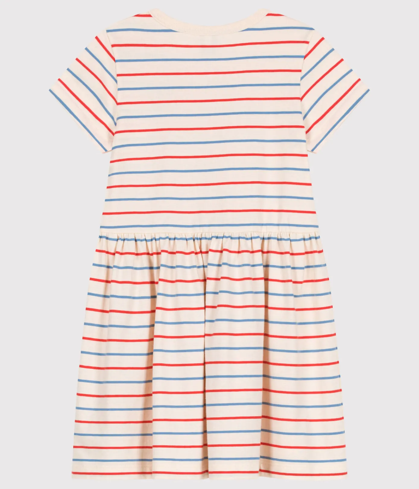 Petit Bateau Kleider, Röcke*Kurzärmeliges Kinder-Kleid aus Baumwolle mit Streifen und Herzmotiv weiss AVALANCHE/ MULTICO