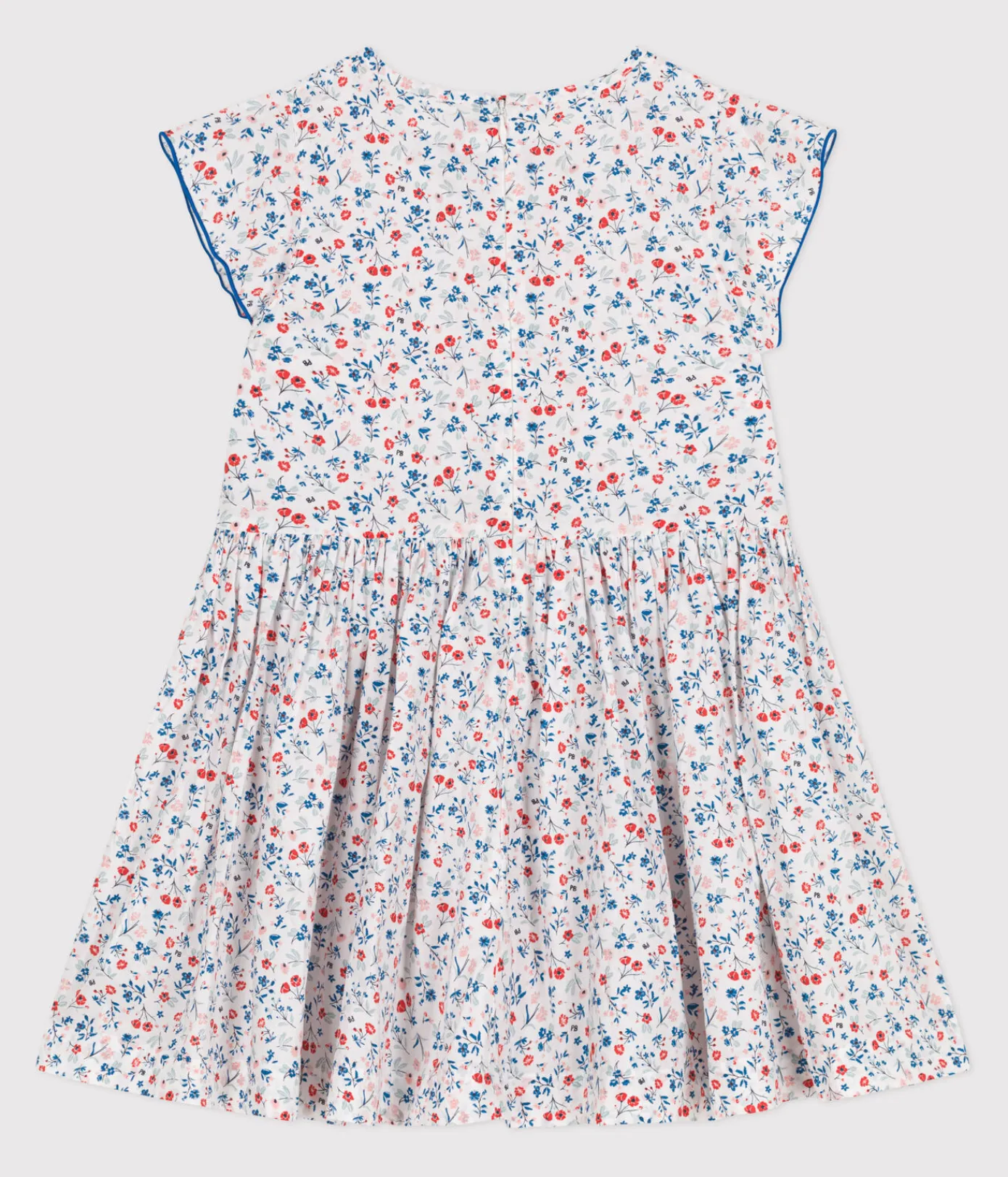 Petit Bateau Kleider, Röcke*Kurzärmeliges Kinder-Kleid aus Baumwolle mit Blümchen weiss MARSHMALLOW/weiss MULTICO
