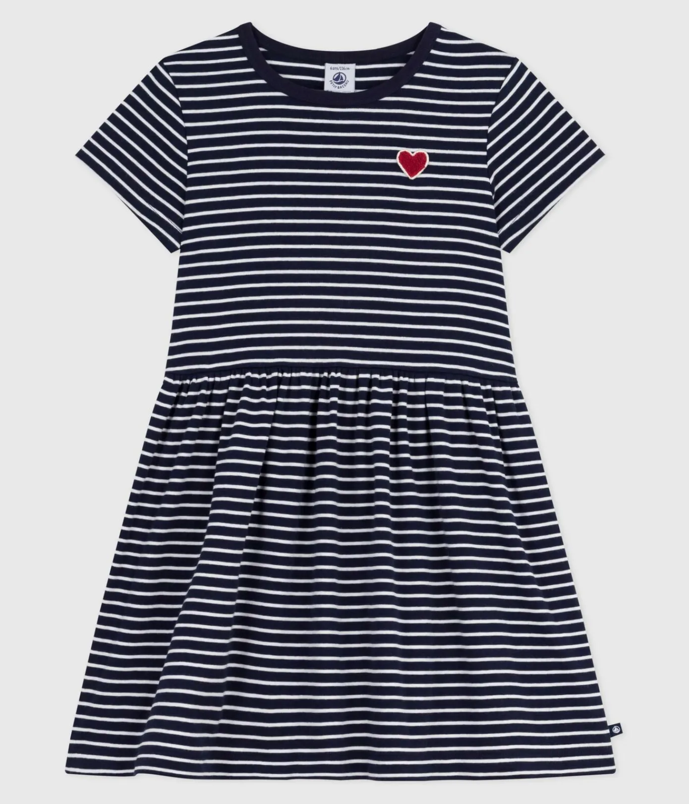 Petit Bateau Kleider, Röcke*Kurzärmeliges Kinder-Kleid aus Baumwolle mit Streifen blau SMOKING/weiss MARSHMALLOW