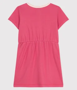 Petit Bateau Kleider, Röcke*Kurzärmeliges Kinder-Kleid aus einfarbiger Baumwolle rosa PEONIA