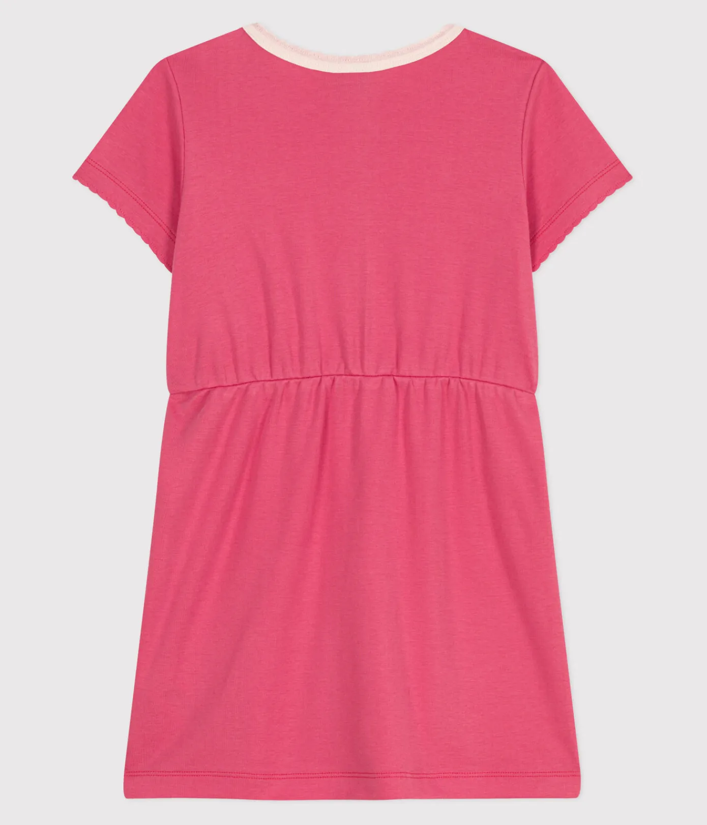 Petit Bateau Kleider, Röcke*Kurzärmeliges Kinder-Kleid aus einfarbiger Baumwolle rosa PEONIA