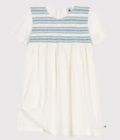 Petit Bateau Kleider, Röcke*Kurzärmeliges Kinder-Kleid aus Baumwolle weiss ECUME