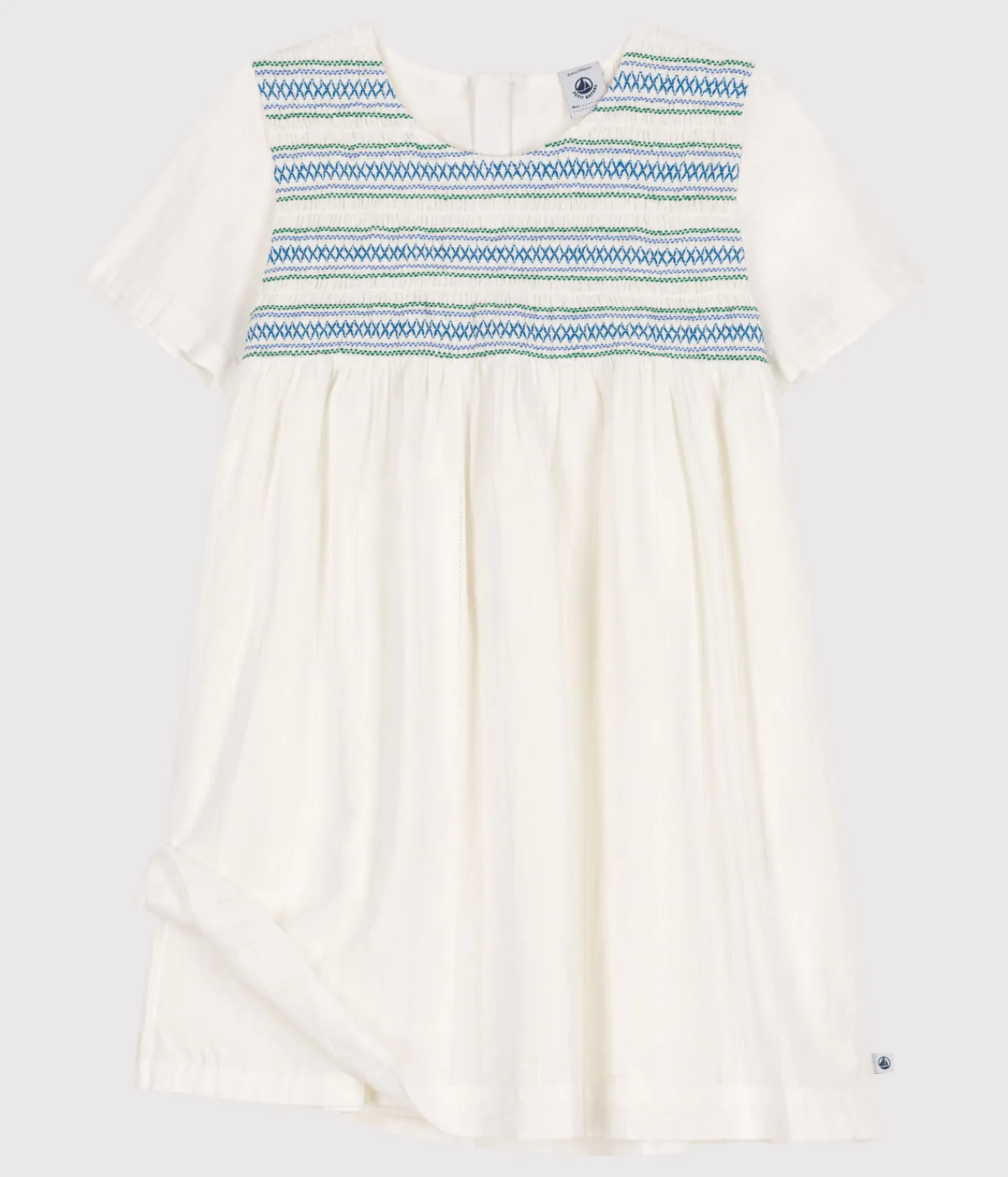 Petit Bateau Kleider, Röcke*Kurzärmeliges Kinder-Kleid aus Baumwolle weiss ECUME