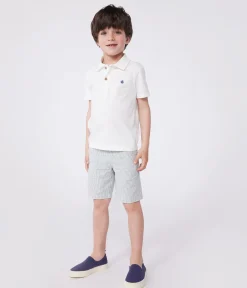 Petit Bateau T-Shirts, Poloshirts, Hemden*Kurzärmeliges Kinder-Poloshirt aus einfarbiger Baumwolle weiss MARSHMALLOW
