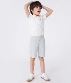 Petit Bateau T-Shirts, Poloshirts, Hemden*Kurzärmeliges Kinder-Poloshirt aus einfarbiger Baumwolle weiss MARSHMALLOW