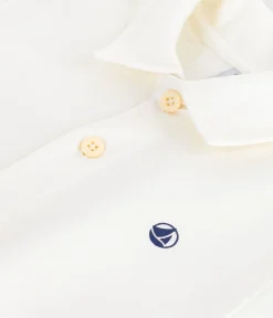 Petit Bateau T-Shirts, Poloshirts, Hemden*Kurzärmeliges Kinder-Poloshirt aus einfarbiger Baumwolle weiss MARSHMALLOW