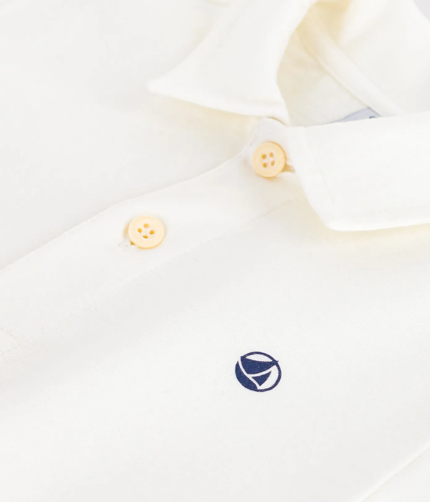 Petit Bateau T-Shirts, Poloshirts, Hemden*Kurzärmeliges Kinder-Poloshirt aus einfarbiger Baumwolle weiss MARSHMALLOW