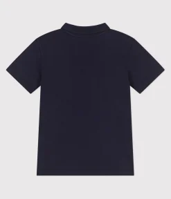 Petit Bateau T-Shirts, Poloshirts, Hemden*Kurzärmeliges Kinder-Poloshirt aus einfarbiger Baumwolle blau SMOKING