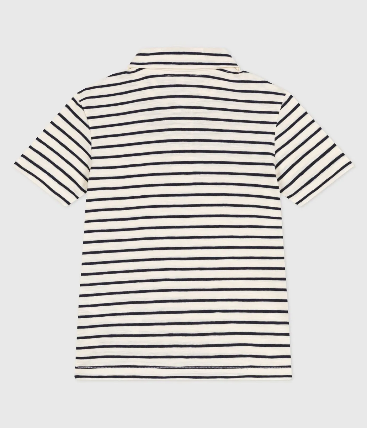 Petit Bateau T-Shirts, Poloshirts, Hemden*Kurzärmeliges Kinder-Poloshirt aus Baumwolle mit Streifen weiss AVALANCHE/blau SMOKING
