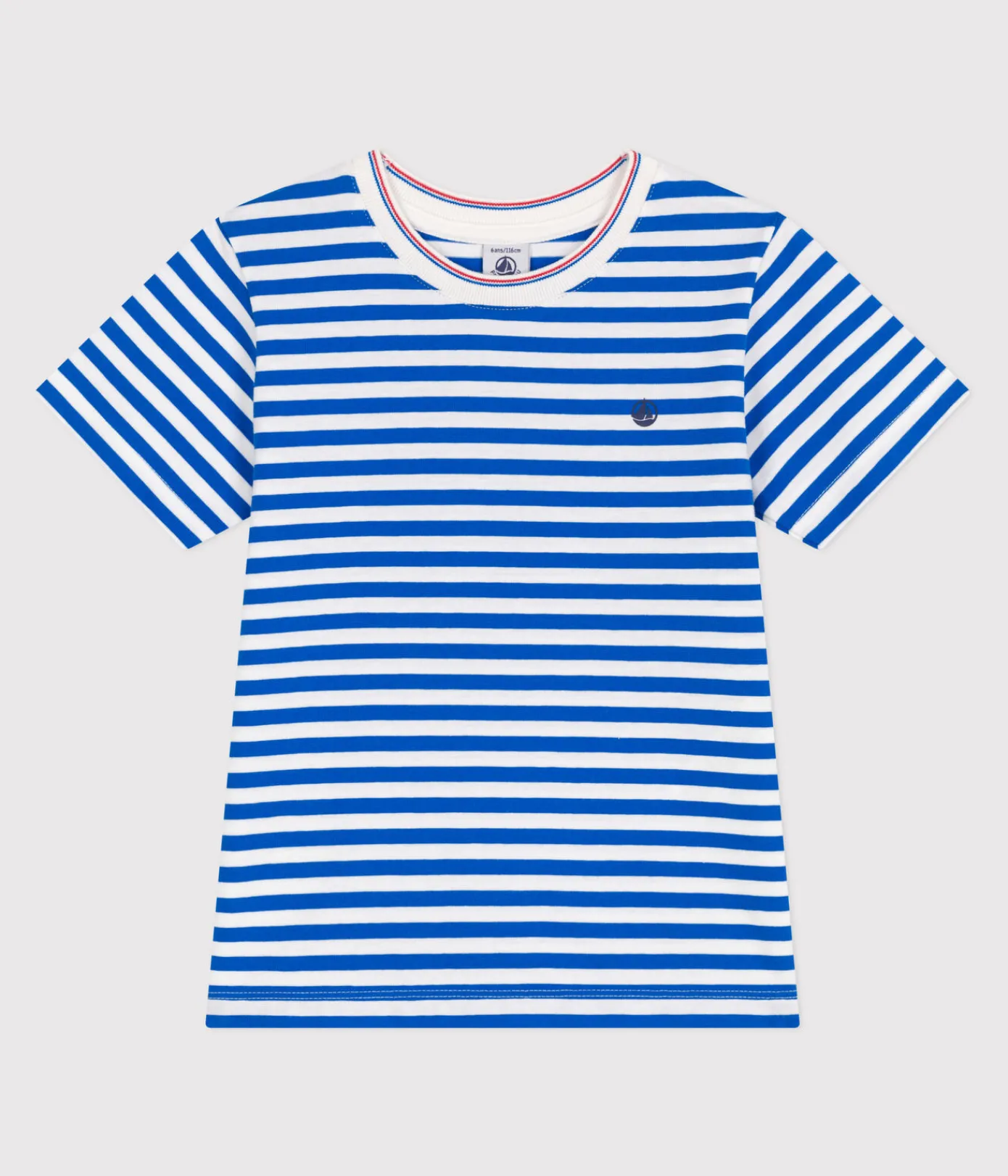 Petit Bateau T-Shirts, Poloshirts, Hemden*Kurzärmeliges Kinder-T-Shirt aus Baumwolle mit Streifen blau PORCELANA/ MARSHMALLOW
